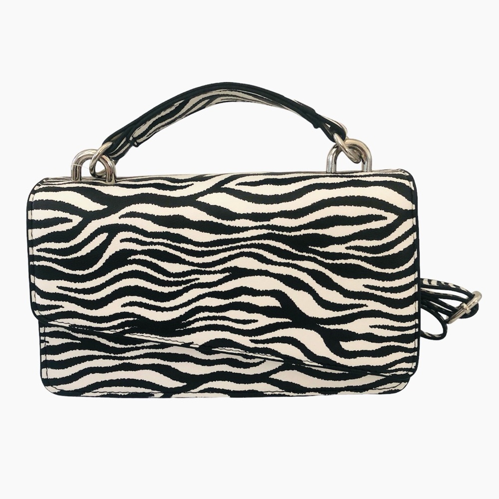 Zebra Pattern Crossbody Women’s Handbag Black & White Purse